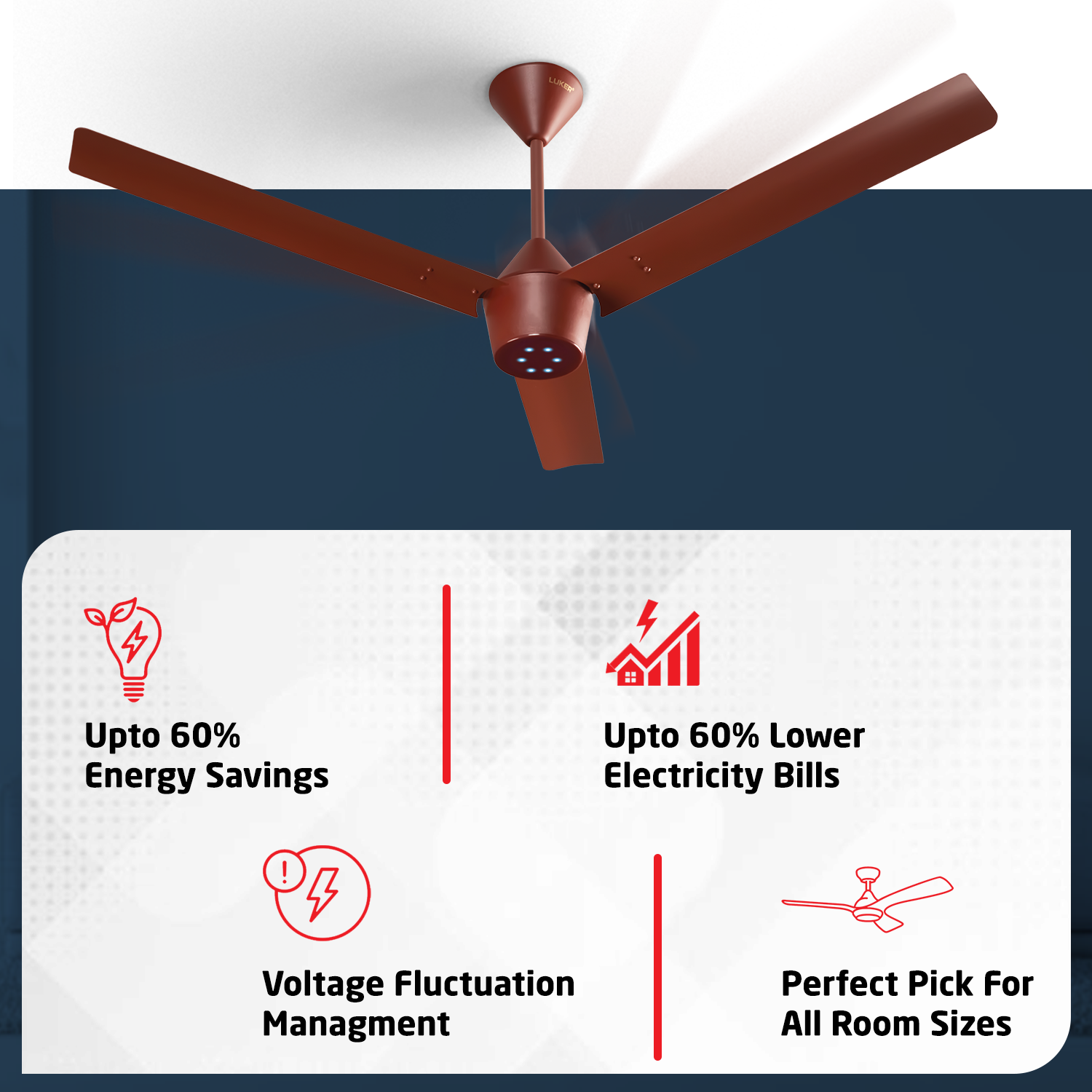 Radial BLDC Ceiling Fan with IR Remote | 3-Year Warranty | 1200 mm