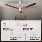Radial Wood BLDC Ceiling Fan with IR Remote | 3-Year Warranty | 1200 mm