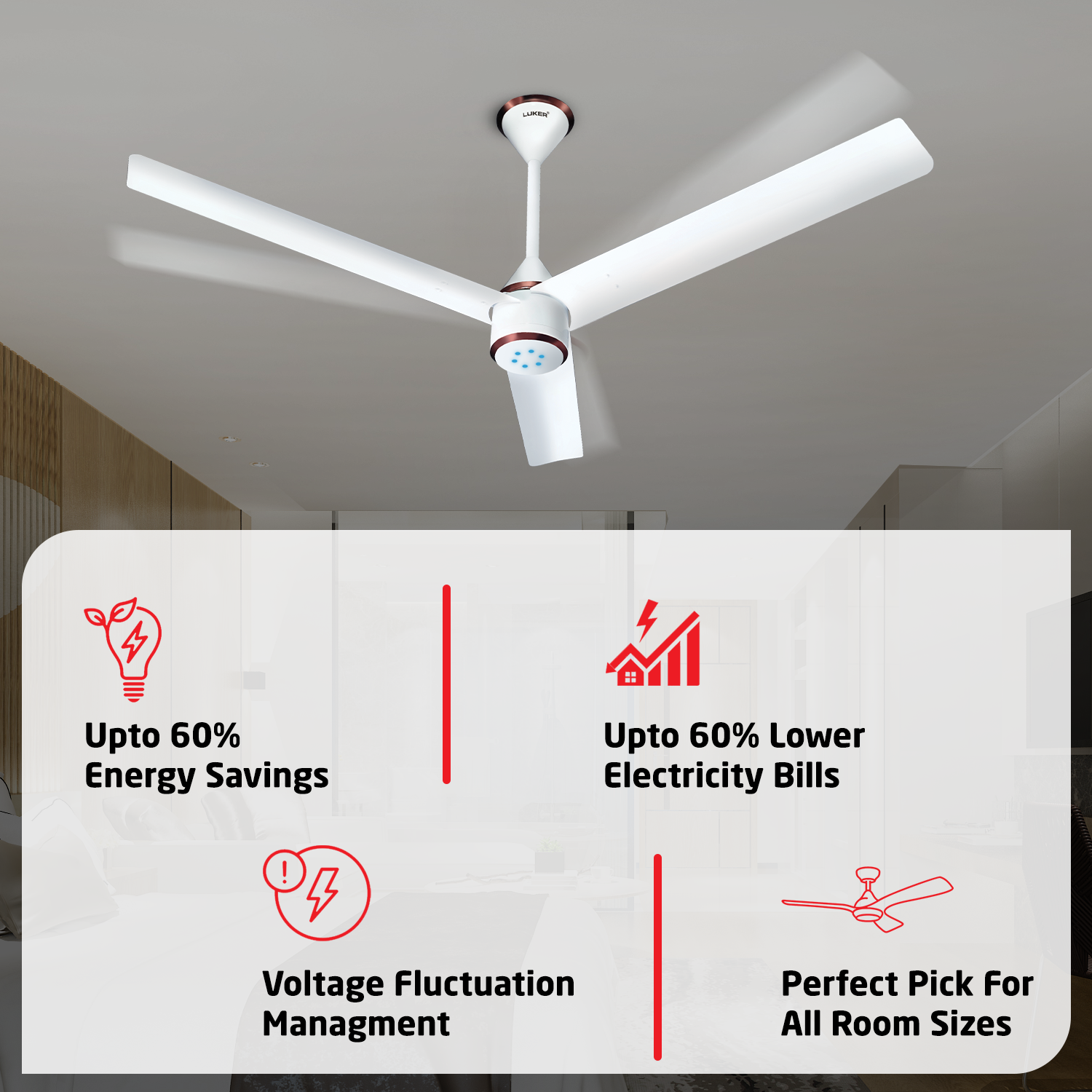 Size Zero Crown BLDC Fan with IR Remote | 3-Year Warranty | 1200 mm | White White White Chrome Finish