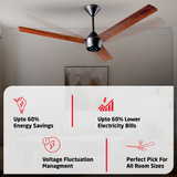 Radial Wood BLDC Ceiling Fan with IR Remote | 3-Year Warranty | 1200 mm