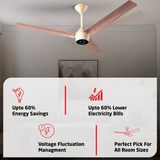 Radial Wood BLDC Ceiling Fan with IR Remote | 3-Year Warranty | 1200 mm
