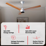 Radial Wood BLDC Ceiling Fan with IR Remote | 3-Year Warranty | 1200 mm
