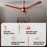 Radial Wood BLDC Ceiling Fan with IR Remote | 3-Year Warranty | 1200 mm