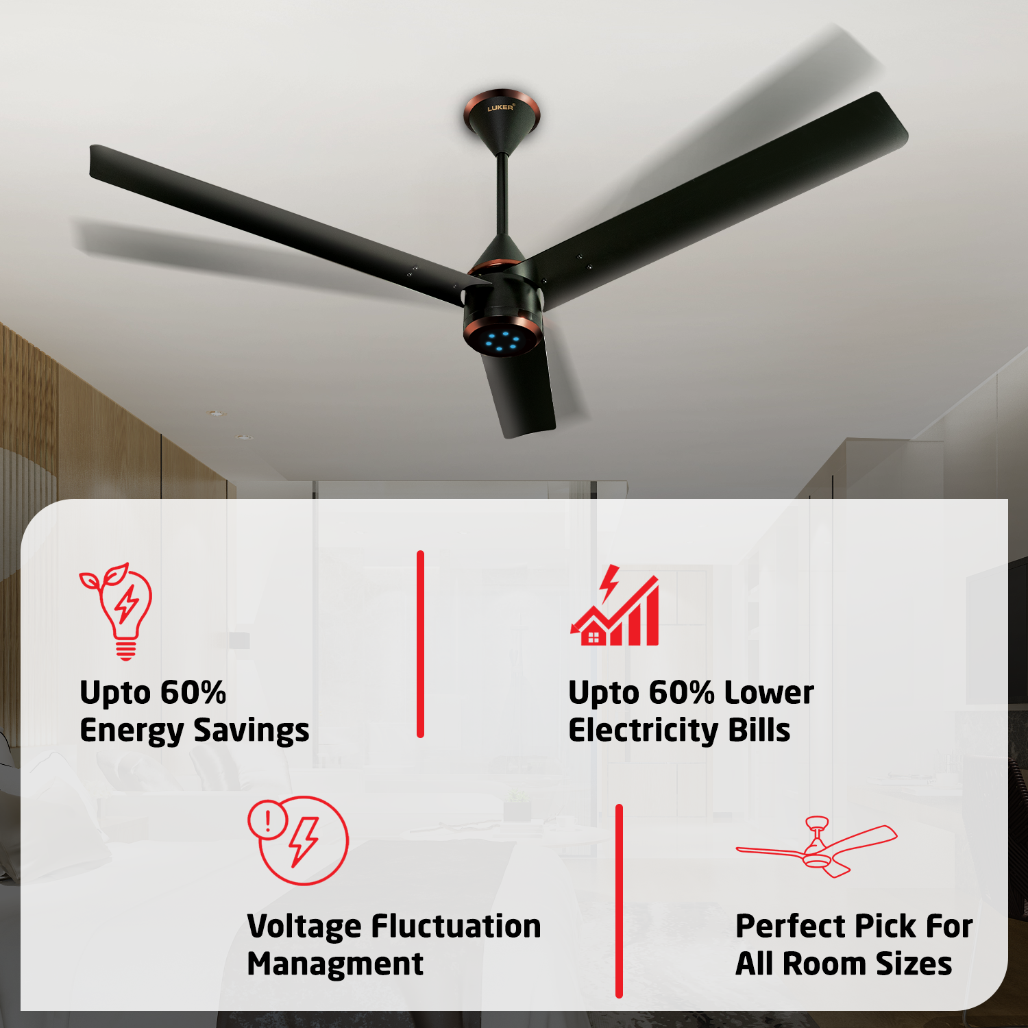 Size Zero Crown BLDC Fan with IR Remote | 3-Year Warranty | 1200 mm | White White White Chrome Finish