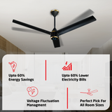 Size Zero Crown BLDC Fan with IR Remote | 3-Year Warranty | 1200 mm | White White White Chrome Finish