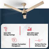 Radial BLDC Ceiling Fan with IR Remote | 3-Year Warranty | 1200 mm