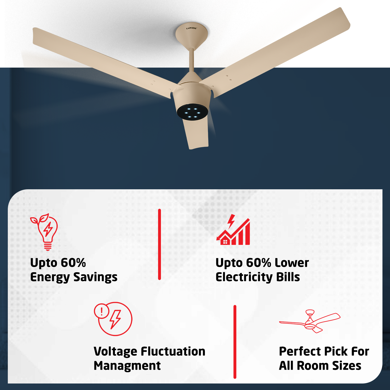 Radial BLDC Ceiling Fan with IR Remote | 3-Year Warranty | 1200 mm
