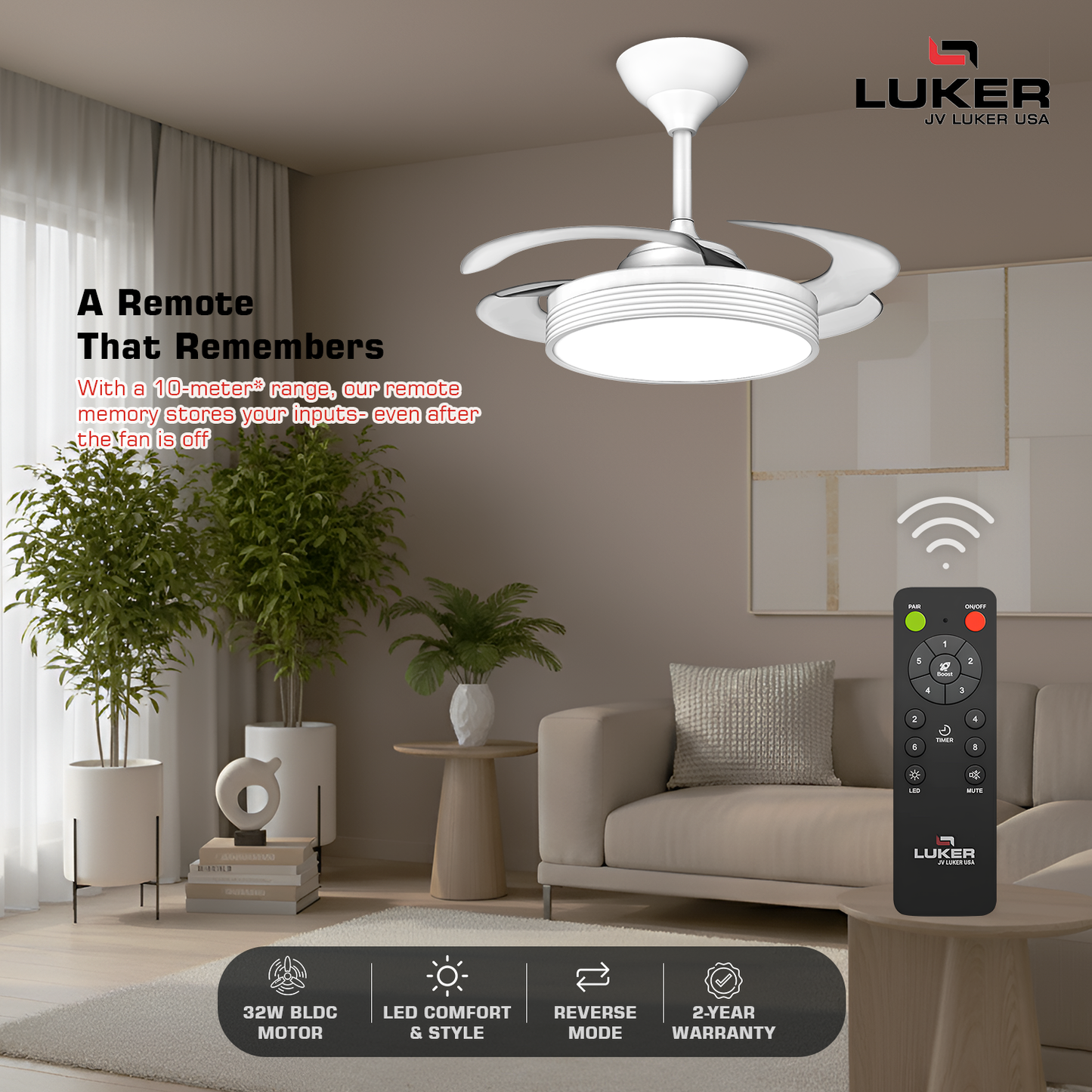 Diana BLDC Ceiling Fan with 3 Mode Underlight | RF Remote | 2 Year Warranty | 1050 mm