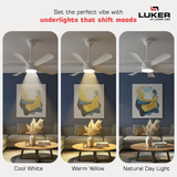 Onassis BLDC Ceiling Fan with 3 Mode Underlight | RF Remote | 2 Year Warranty | 1530 mm | 8 Aerodynamic ABS Blades | White Finish