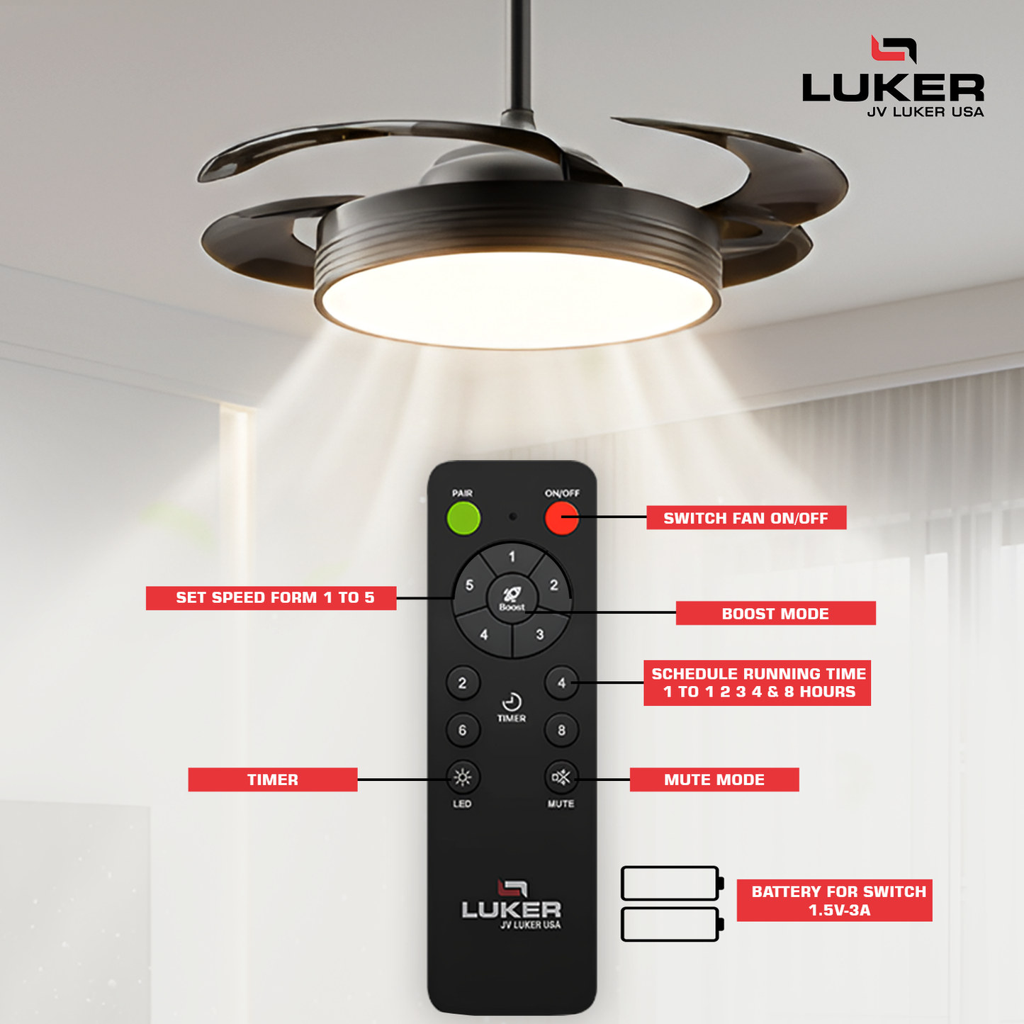 Diana BLDC Ceiling Fan with 3 Mode Underlight | RF Remote | 2 Year Warranty | 1050 mm