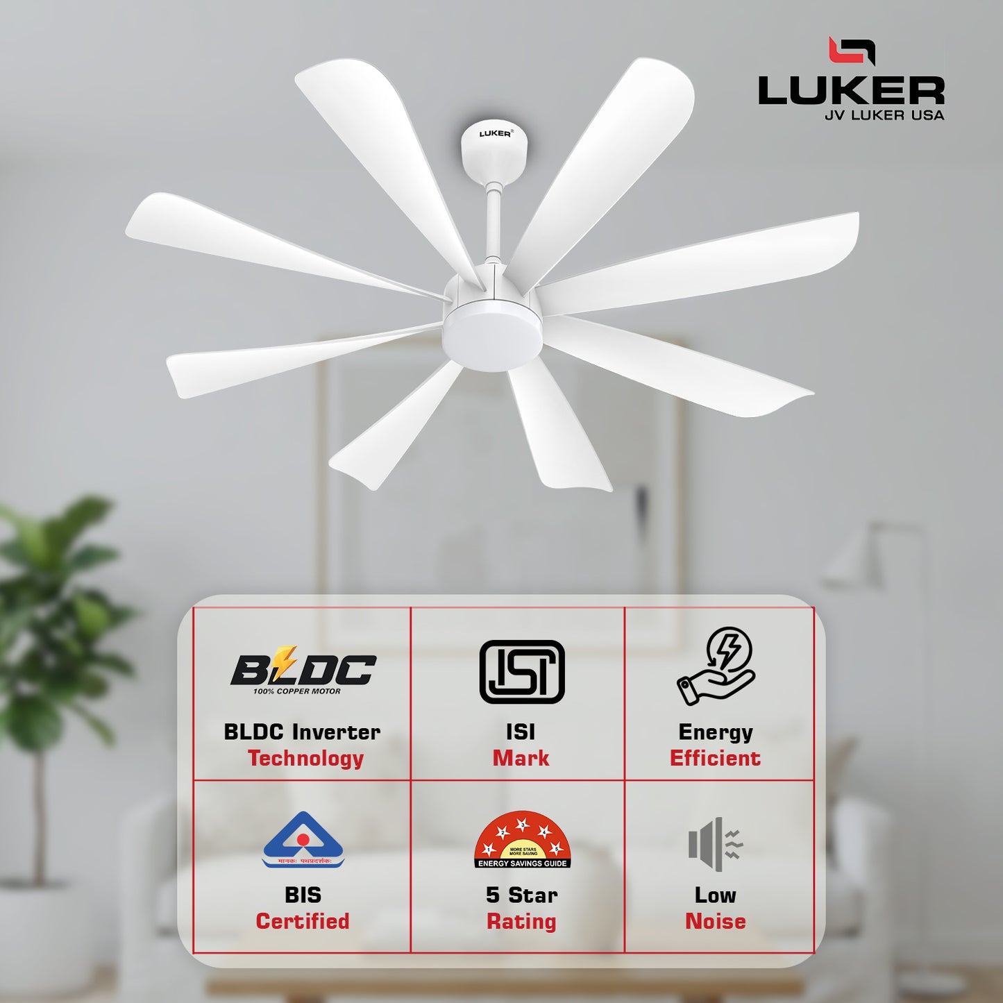 Onassis BLDC Ceiling Fan with 3 Mode Underlight | RF Remote | 2 Year Warranty | 1530 mm | 8 Aerodynamic ABS Blades | White Finish