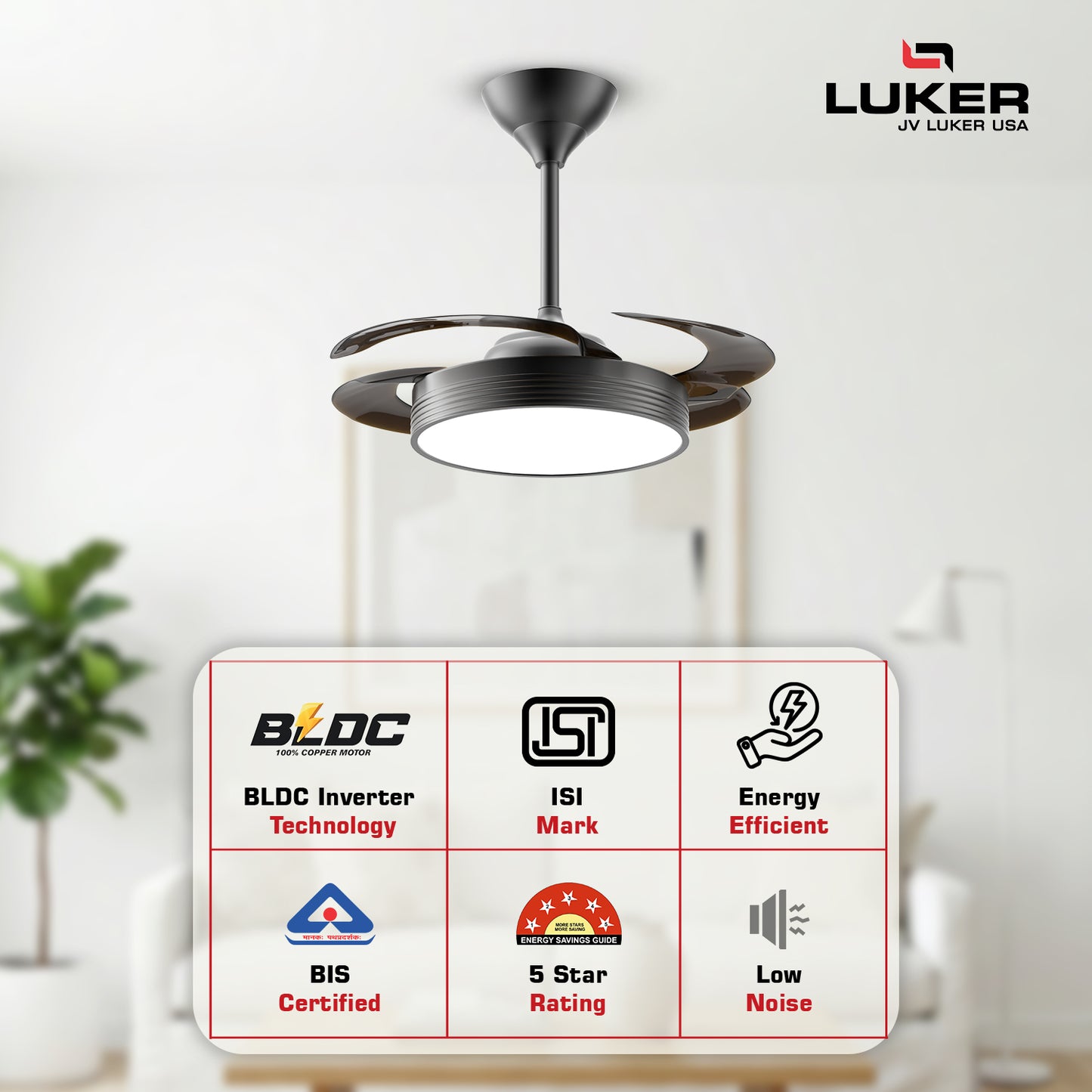 Diana BLDC Ceiling Fan with 3 Mode Underlight | RF Remote | 2 Year Warranty | 1050 mm