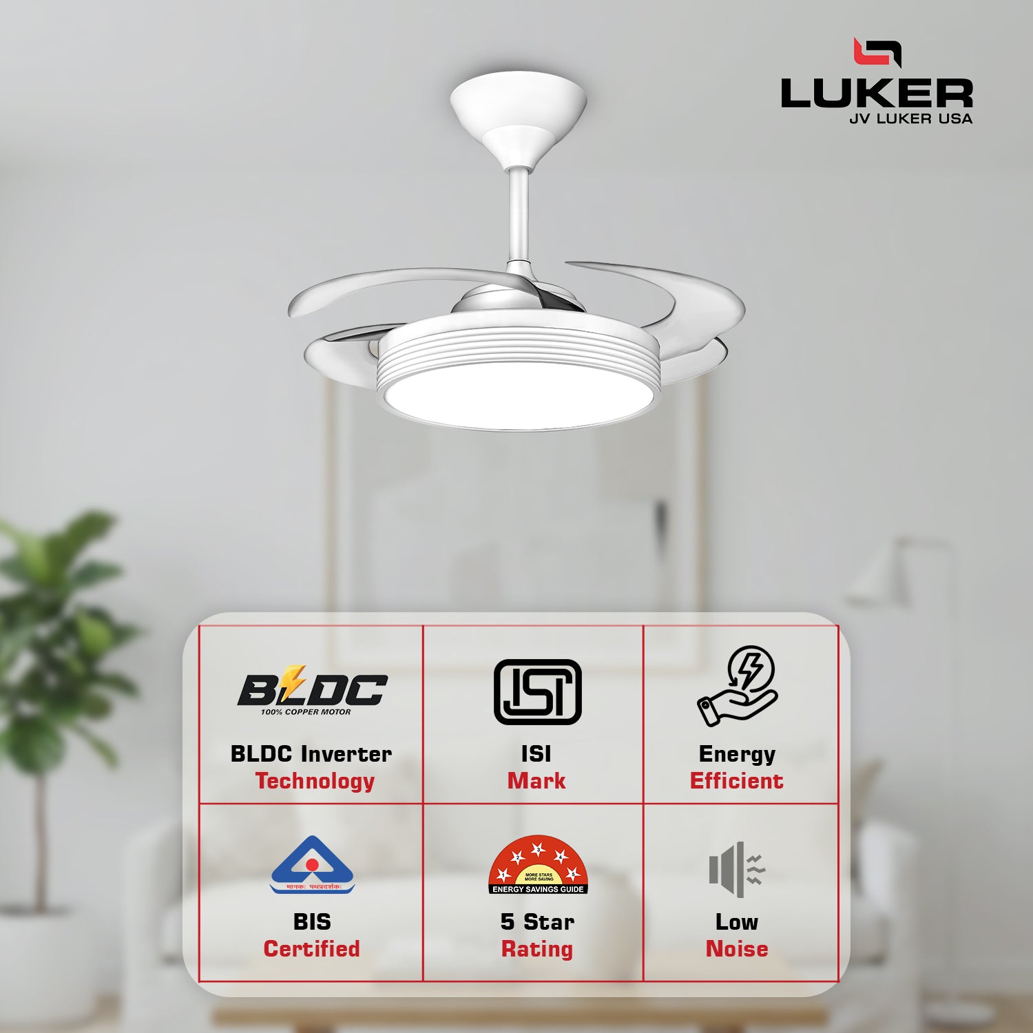 Diana BLDC Ceiling Fan with 3 Mode Underlight | RF Remote | 2 Year Warranty | 1050 mm