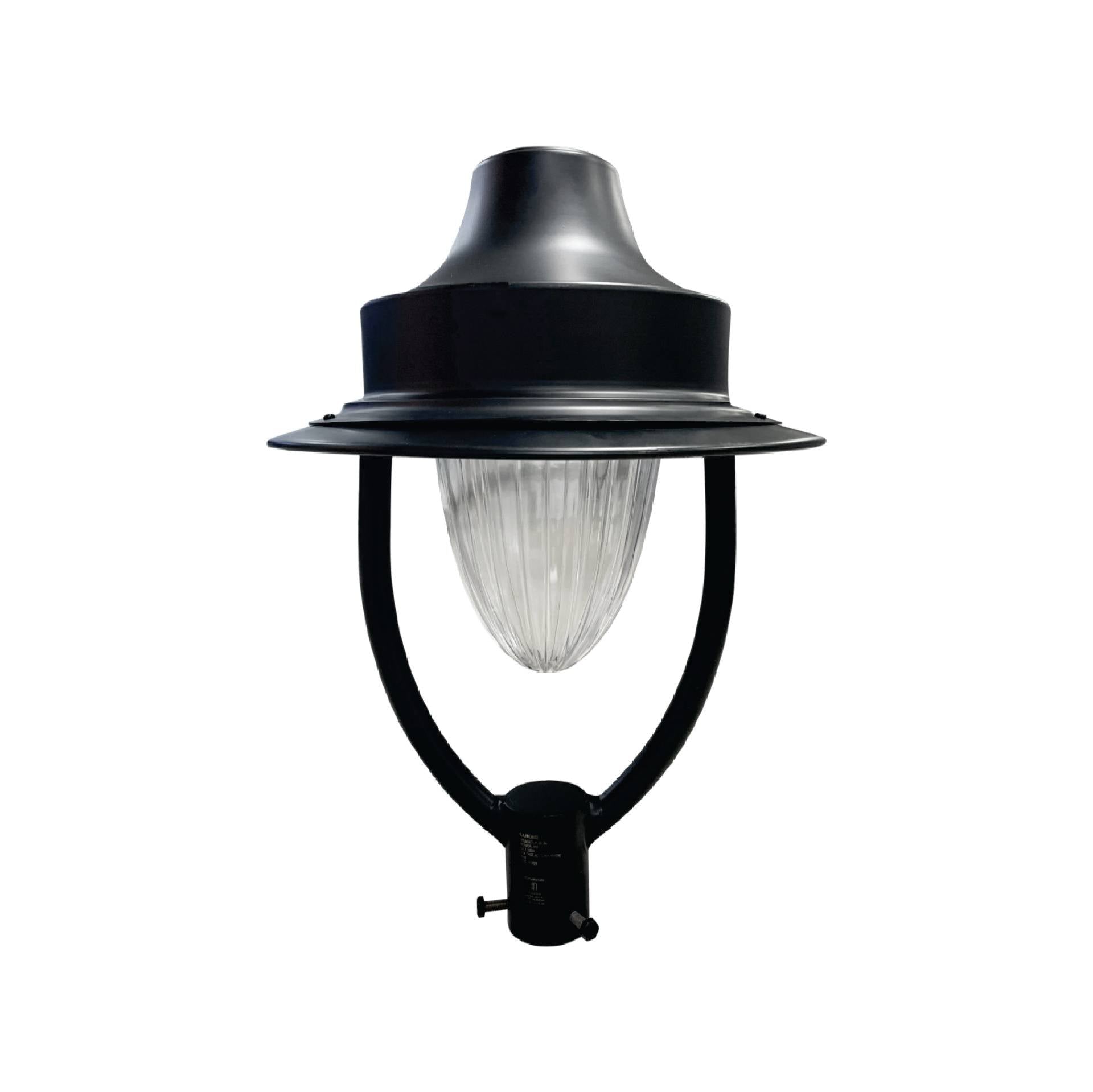 Zeus 50W Outdoor Post Top Light |  Warm White| IP54 | Dark Grey Die-Cast Aluminium Classic Round Top Garden Lamp