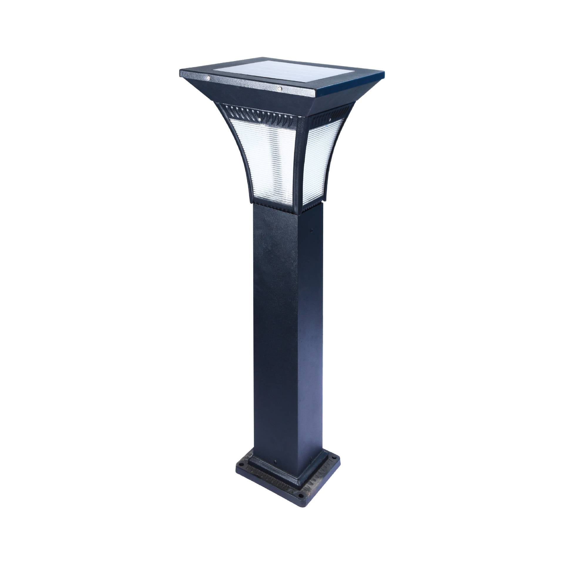 Soltero Solar Bollard Garden Light – 4W White| Black Aluminium Body | Outdoor Solar Garden Light