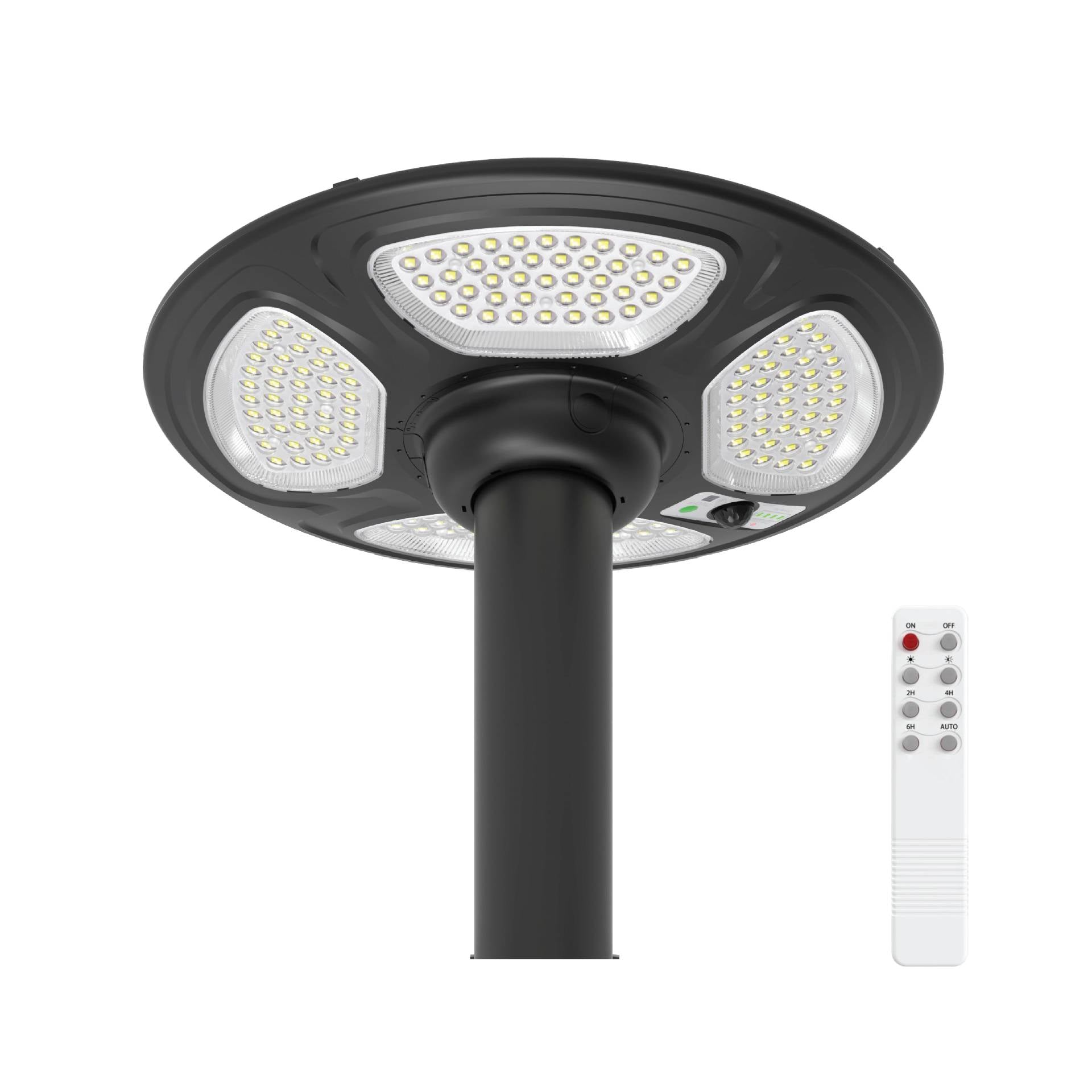 Soltero Solar Post Light 1600 Lumen | White Radiance | IR Remote Control with PIR Sensor | Black PC Body | Outdoor Solar Waterproof Post Light
